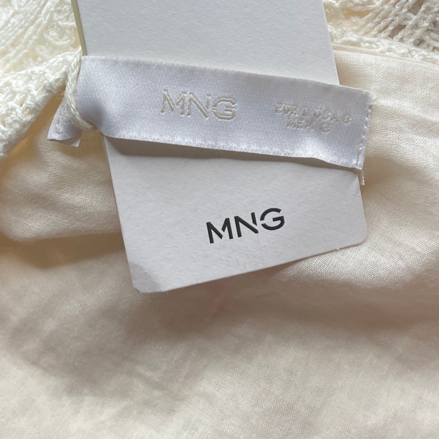 Falda Mango Mini Encaje Blanco-Talla L
