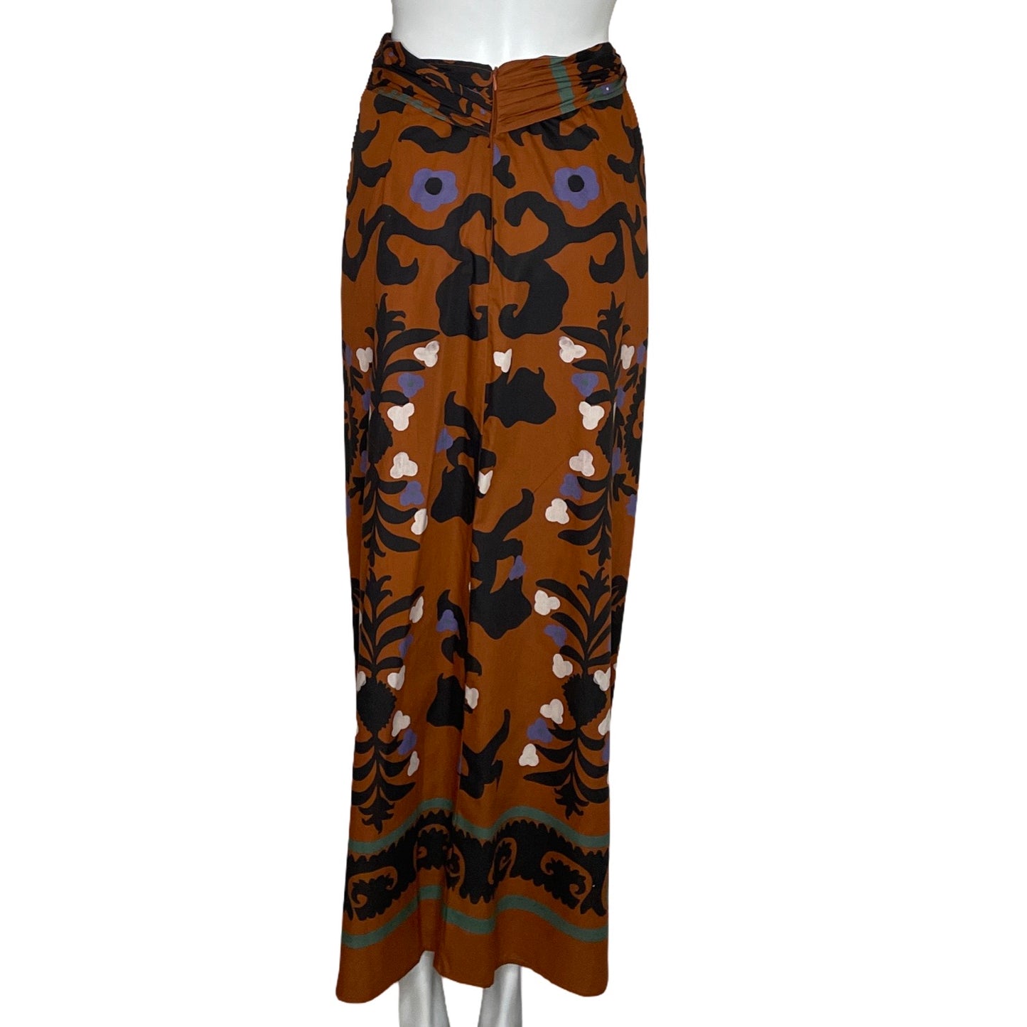 Falda Padova Floral Drapeada Marrón-Talla 10