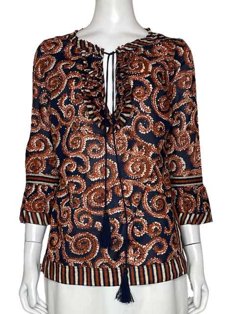 Blusa Tory Burch Estampado Azul - Talla 8