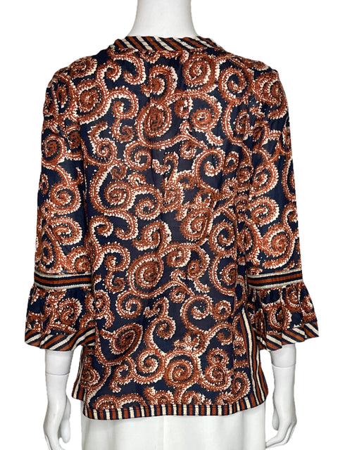 Blusa Tory Burch Estampado Azul - Talla 8