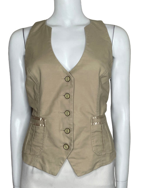 Chaleco Xoxo Sin Mangas Bolsillos Beige-Talla L