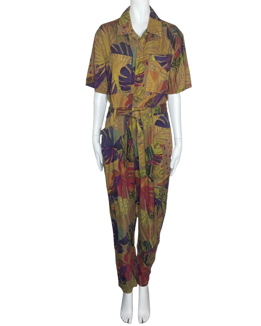 Mono Desigual Estampado Hojas Marron-Talla L