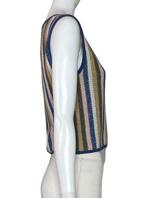 Top Rapsodia Metalizado Rayas Azul-Talla S