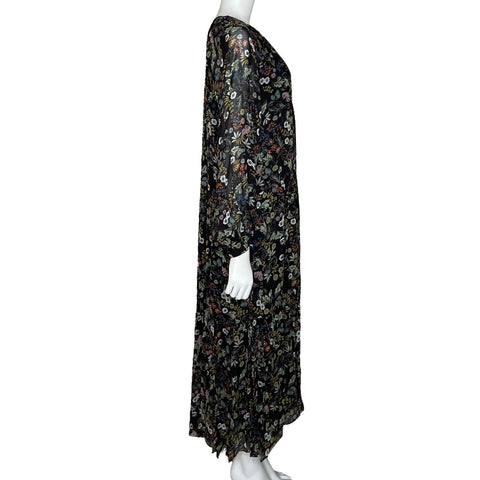 Vestido Massimo Dutti Midi Floral Negro-Talla S