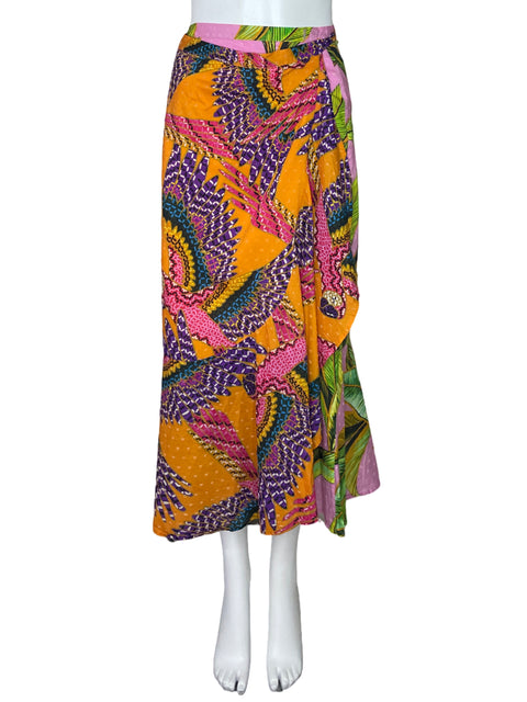 Falda FarmRio Cruzada Naranja-Talla S