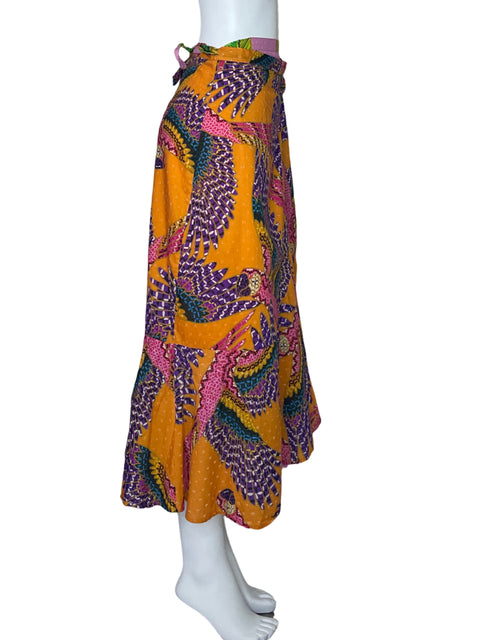 Falda FarmRio Cruzada Naranja-Talla S