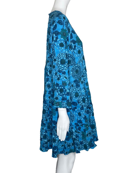 Vestido Zara Vuelo Floral Azul-Talla XL