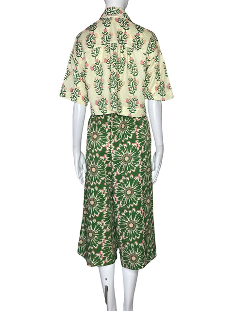 Set Lavi Flores Cropped Verde-Talla S