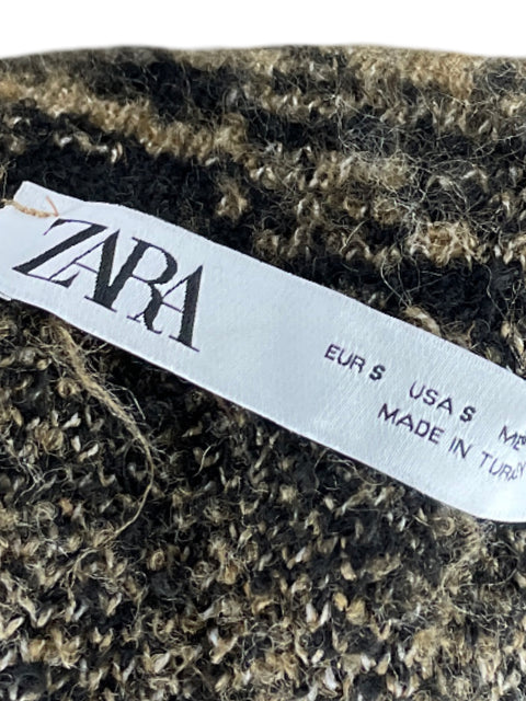Abrigo Zara Acolchonado Líneas Marrón - Talla S