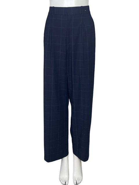 Pantalón Uniqlo Cuadros Tiro Alto Azul-Talla M