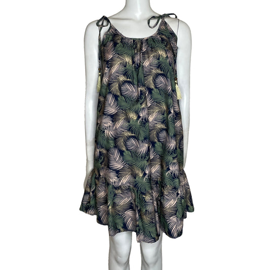 Vestido Blue Island Mini Hojas Azul-Talla L