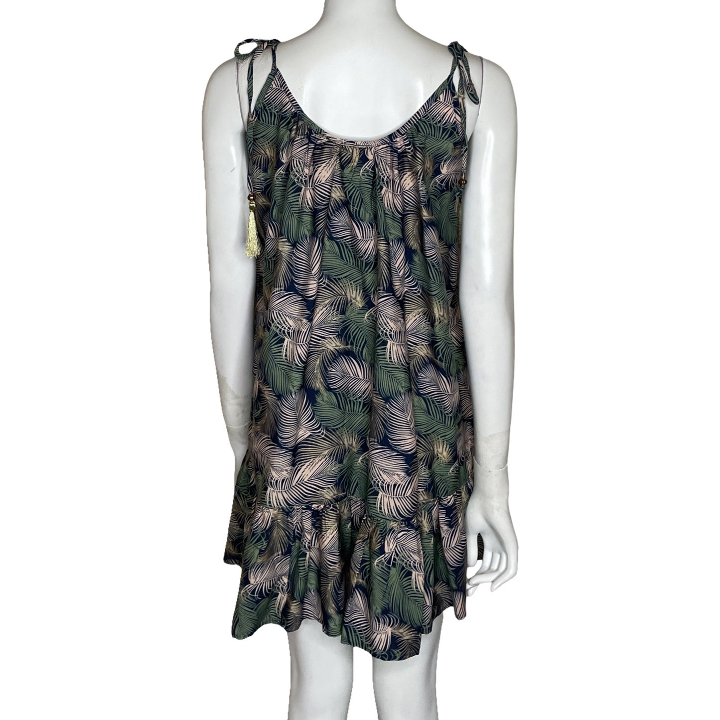 Vestido Blue Island Mini Hojas Azul-Talla L