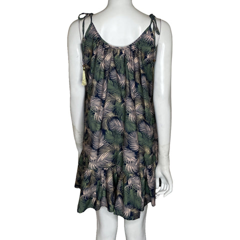 Vestido Blue Island Mini Hojas Azul-Talla L