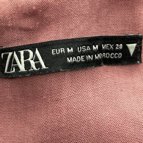 Vestido Zara Mini Manga Corta Rosado-Talla M