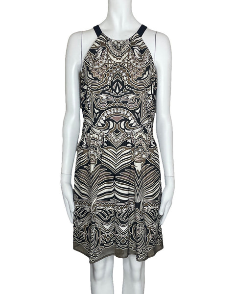 Vestido BCBG Halter Estampado Negro-Talla 8