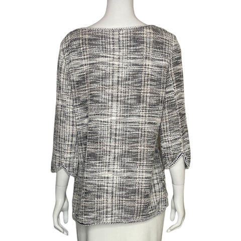 Blusa Max Studio Tweed Mangas Larga Blanco - Talla L