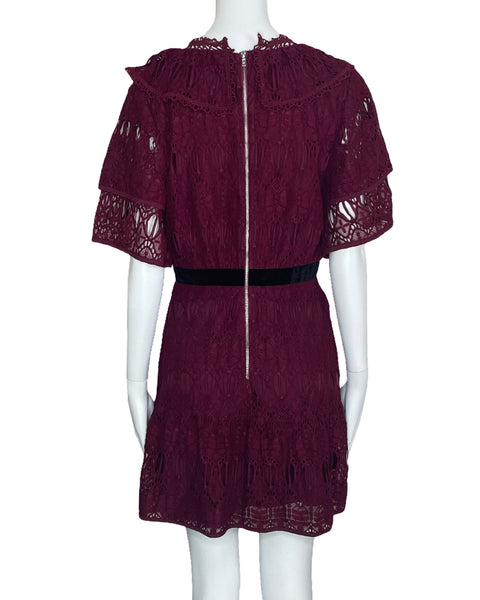 Vestido JOA Just One Answer Encaje Rojo Vino-Talla M