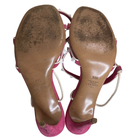 * Sandalias Valentino Garavani Rockstud Ankle Rosado-Talla 39.5