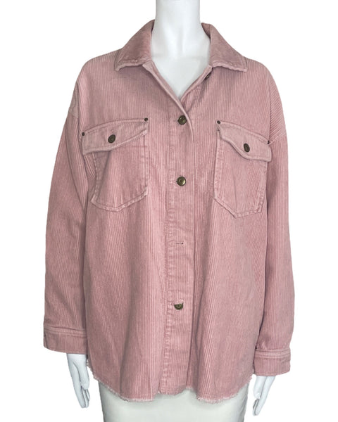 Chaqueta Zara Demin Rayas Rosado-Talla M