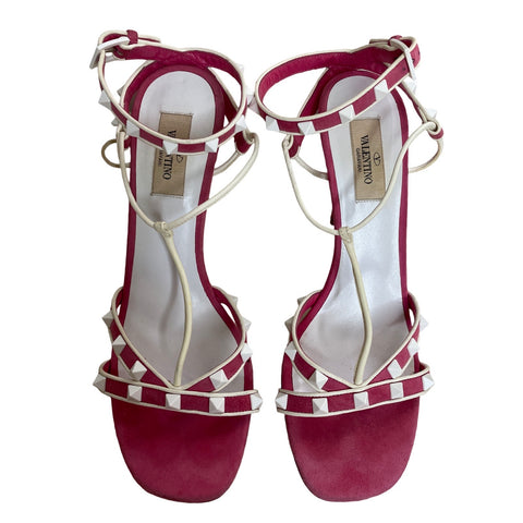 * Sandalias Valentino Garavani Rockstud Ankle Rosado-Talla 39.5