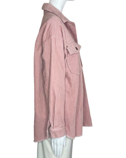 Chaqueta Zara Demin Rayas Rosado-Talla M
