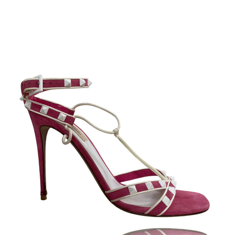 * Sandalias Valentino Garavani Rockstud Ankle Rosado-Talla 39.5