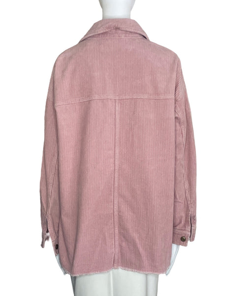 Chaqueta Zara Demin Rayas Rosado-Talla M