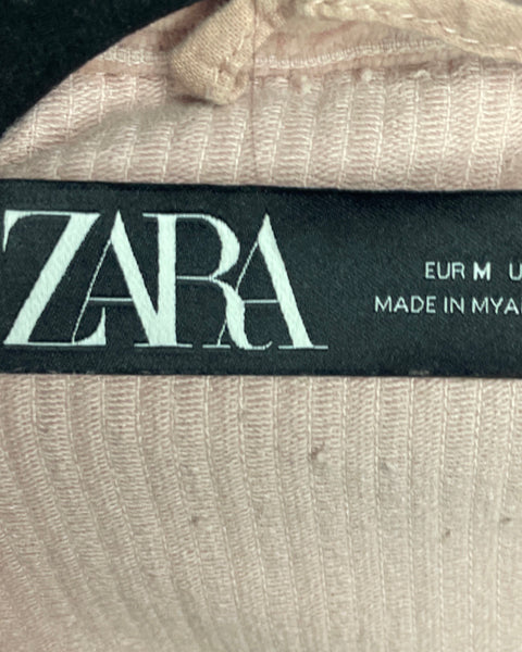 Chaqueta Zara Demin Rayas Rosado-Talla M
