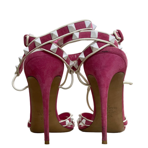 * Sandalias Valentino Garavani Rockstud Ankle Rosado-Talla 39.5