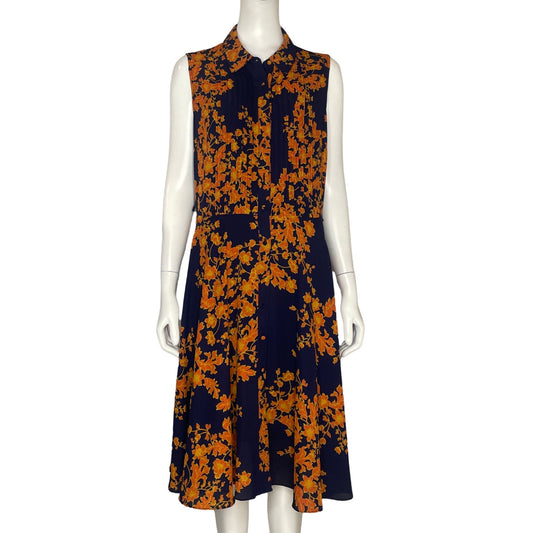 Vestido Nanette Lepore Plisado Flores Azul - Talla 10