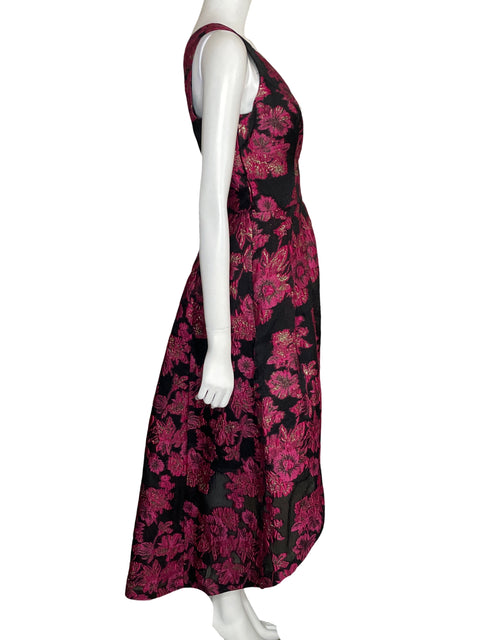 Vestido Teri Jon Jacquard Floral Negro-Talla 10