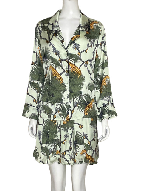 Set Lobo Rosa Camisa + Falda Verde - Talla S