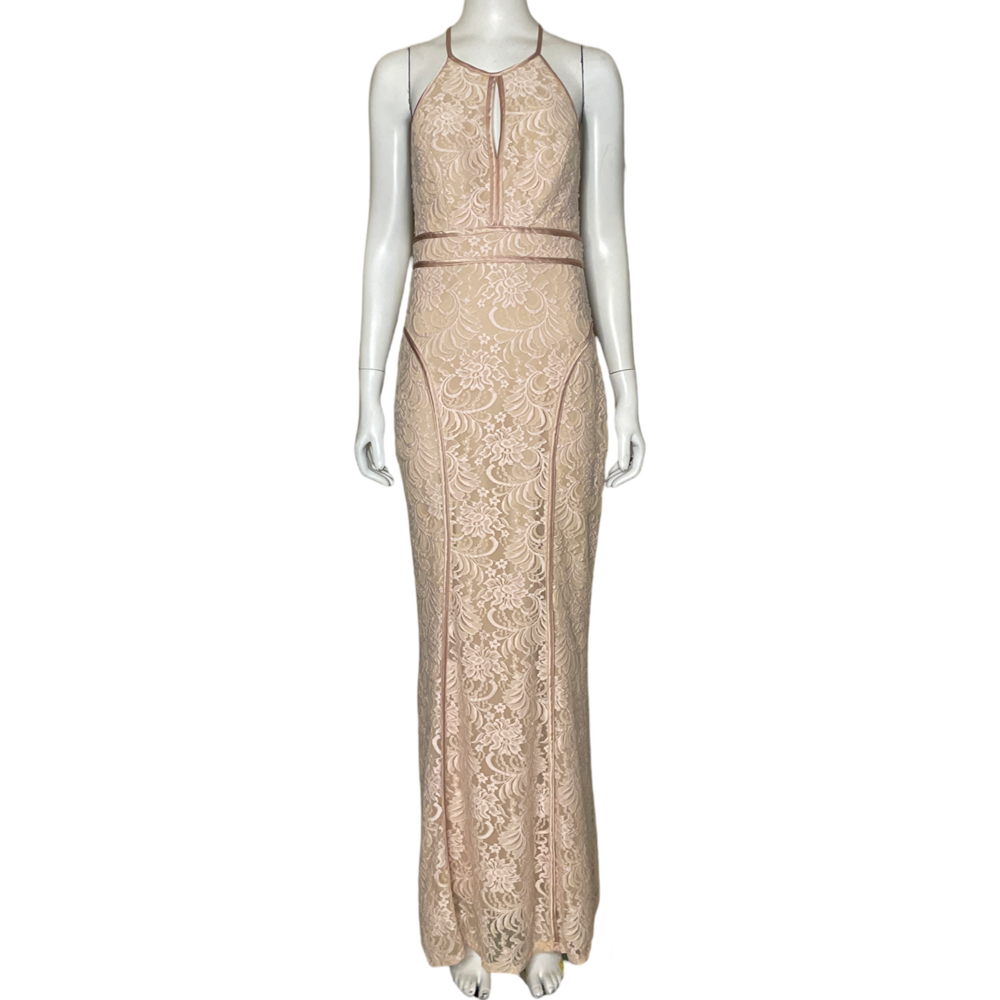 Vestido Xscape Encaje Beige-Talla 6