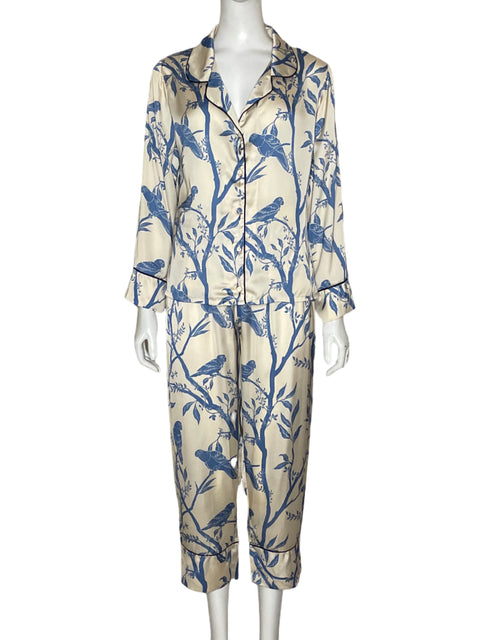 Set Lobo Rosa Camisa + Pantalón Estampado Blanco - Talla XS