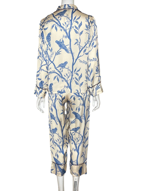 Set Lobo Rosa Camisa + Pantalón Estampado Blanco - Talla XS