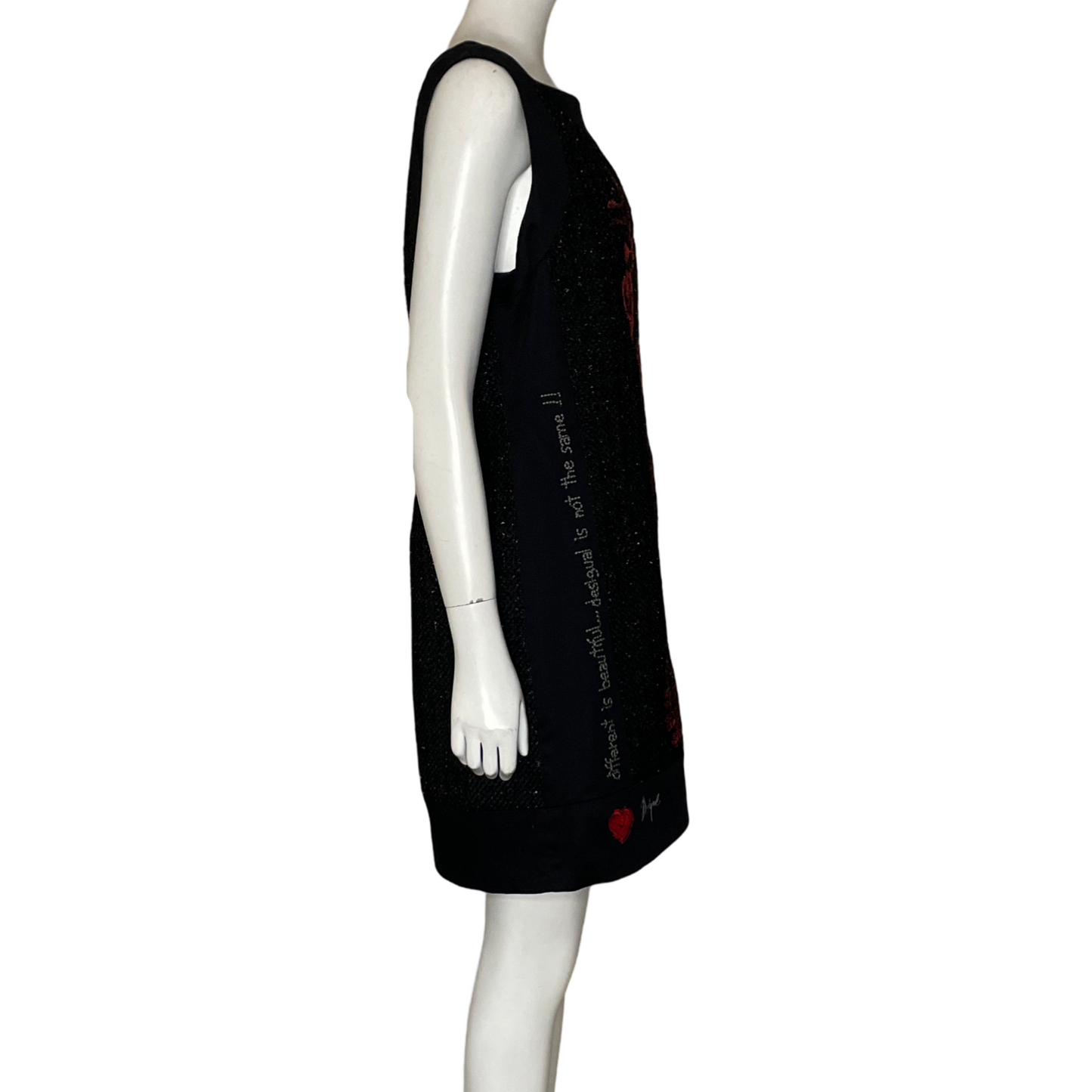 Vestido Desigual Mini Bordado Negro-Talla M