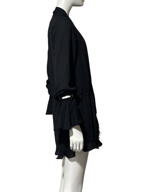 Romper Alexis Mangas Larga Plumas Negro - Talla XS