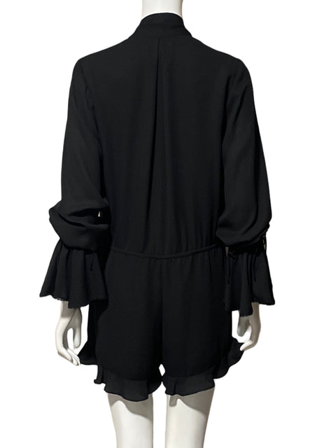 Romper Alexis Mangas Larga Plumas Negro - Talla XS