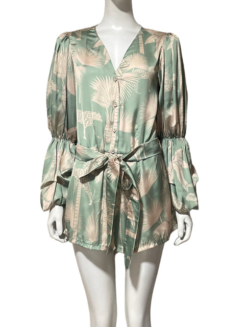 Romper Lobo Rosa Estampado Verde - Talla S
