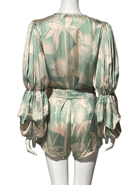Romper Lobo Rosa Estampado Verde - Talla S