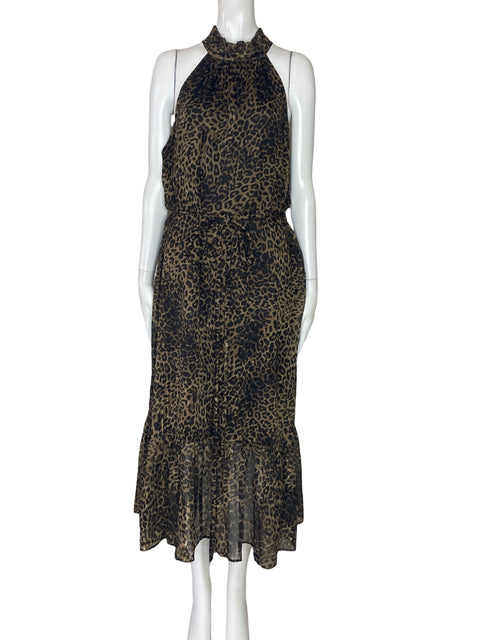 Vestido Elie Tahari Halter Animal Print Negro-Talla L