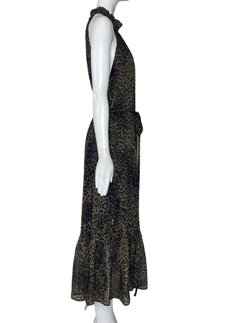 Vestido Elie Tahari Halter Animal Print Negro-Talla L