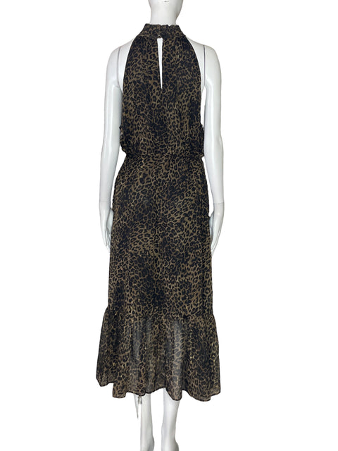 Vestido Elie Tahari Halter Animal Print Negro-Talla L