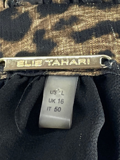 Vestido Elie Tahari Halter Animal Print Negro-Talla L