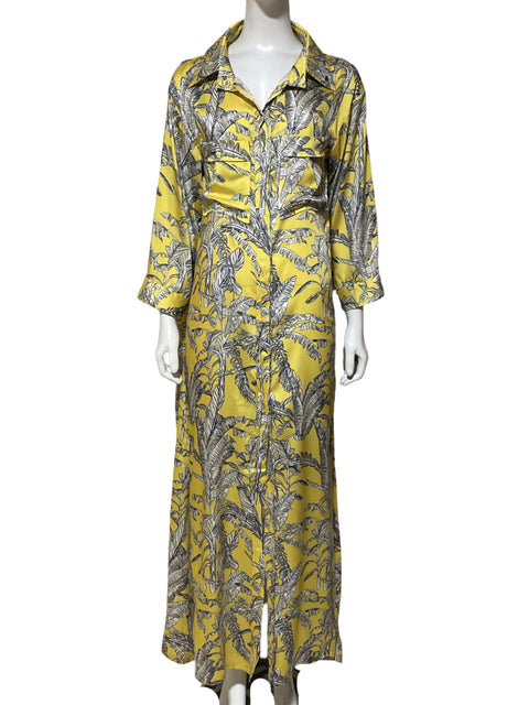 Vestido Maria Elena Villamil Camisero Estampado Amarillo - Talla 4