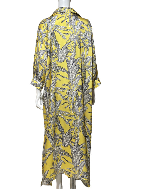 Vestido Maria Elena Villamil Camisero Estampado Amarillo - Talla 4