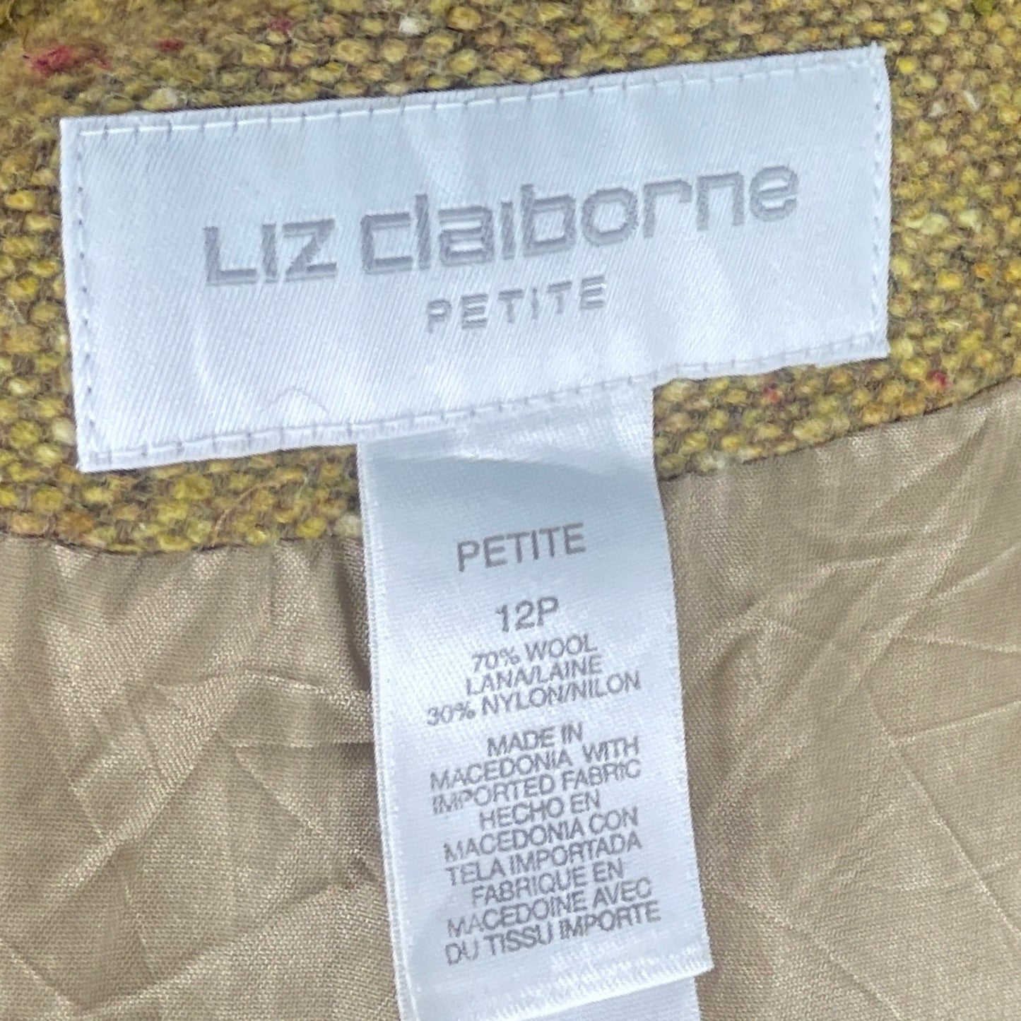 Blazer Liz Claiborne Tweed Botones Amarillo - Talla 12P