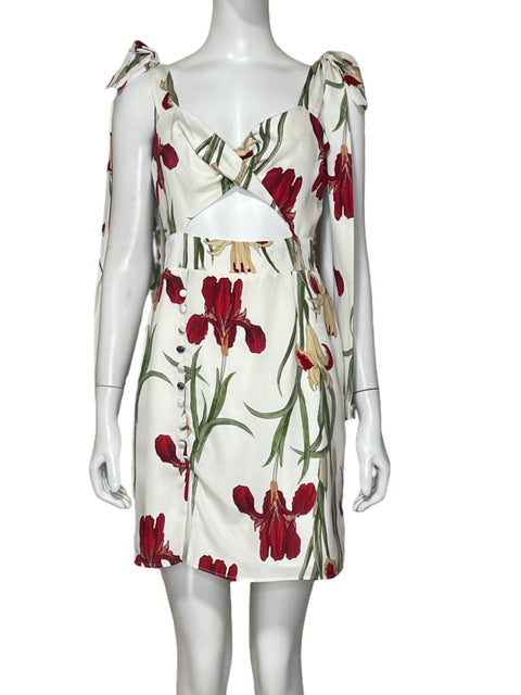 Vestido Daniella Batlle CutOut Flores Blanco - Talla S