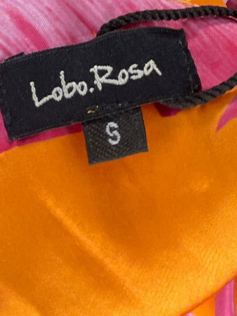 Vestido Lobo Rosa Hojas Naranja - Talla S