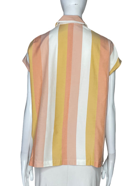 Camisa Jim Thompson Rayas Sin Mangas Naranja-Talla S